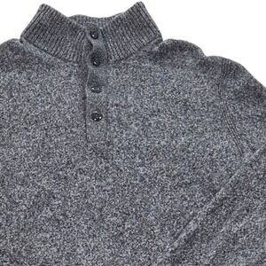 GAP‎ Warmest Button Mock Neck Sweater Gray Cotton Blend Knit Mens Small